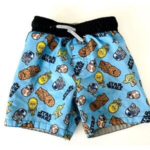 Star Wars Toddler Boys Blue Swim Shorts Trunks Chewbacca Droids Baby Yoda 3T